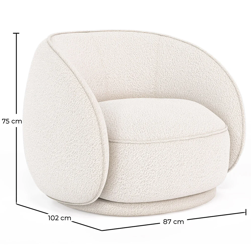 Curved armchair upholstered in bouclé fabric - Cally  image 10