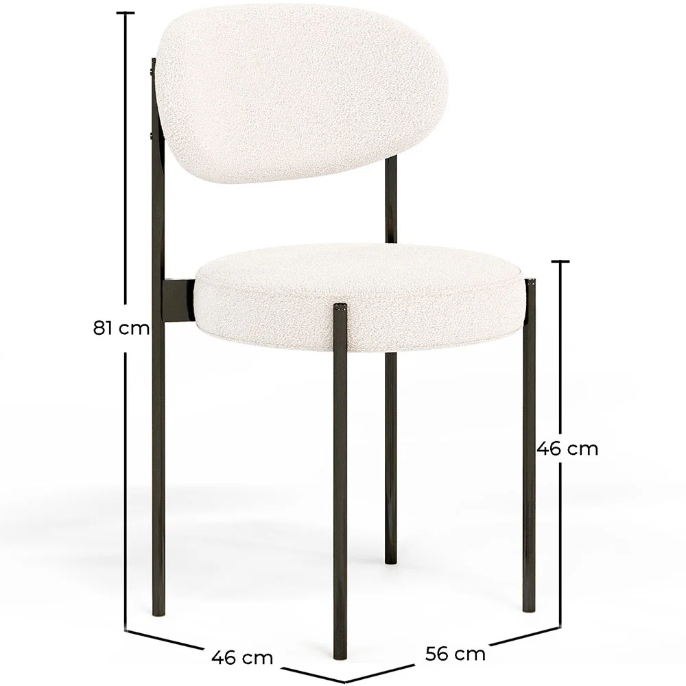 Pack of 4 - Dining Chair - Upholstered in Bouclé Fabric - Black Metal - Margot image 10