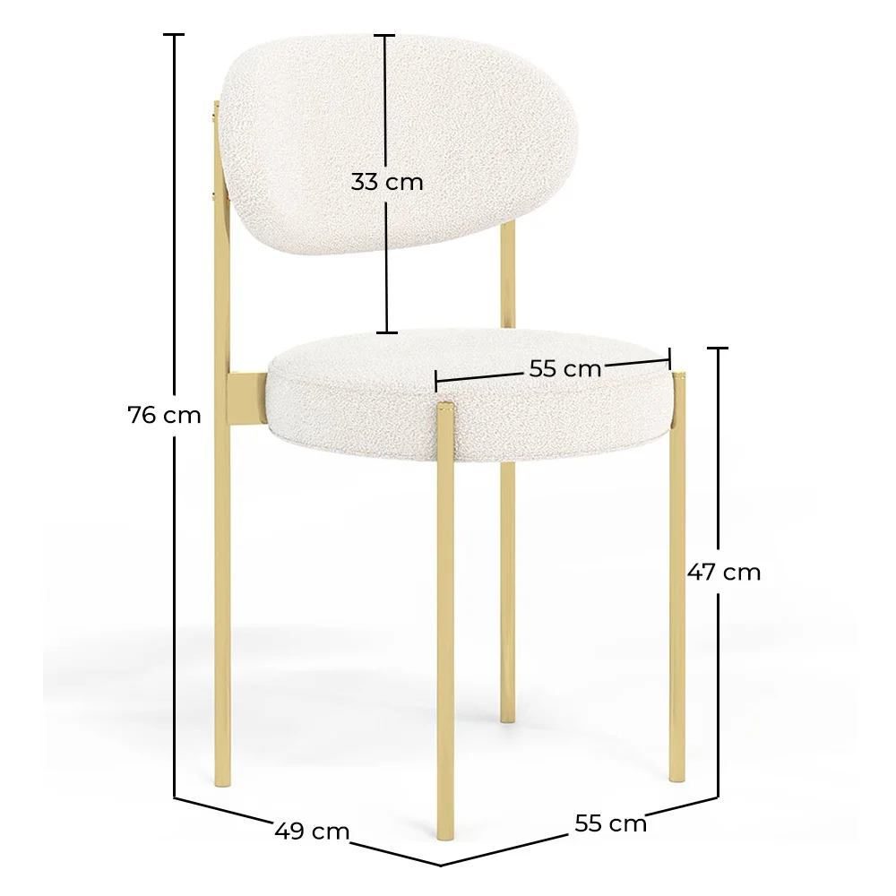 Pack of 4 - Dining Chair - Upholstered in Bouclé Fabric - Golden Metal - Margot image 10