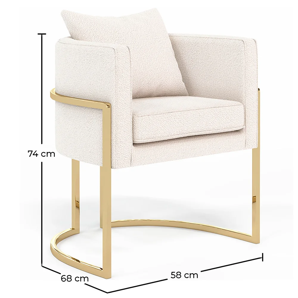 Dining Chair - With armrests - Upholstered in Bouclé Fabric - Giorgia image 10