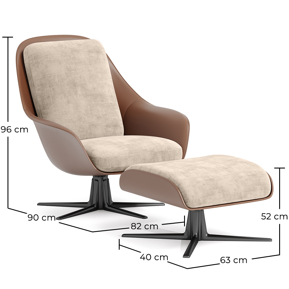 Contemporary Upholstered Design Armchair with Footrest - Asher image 10