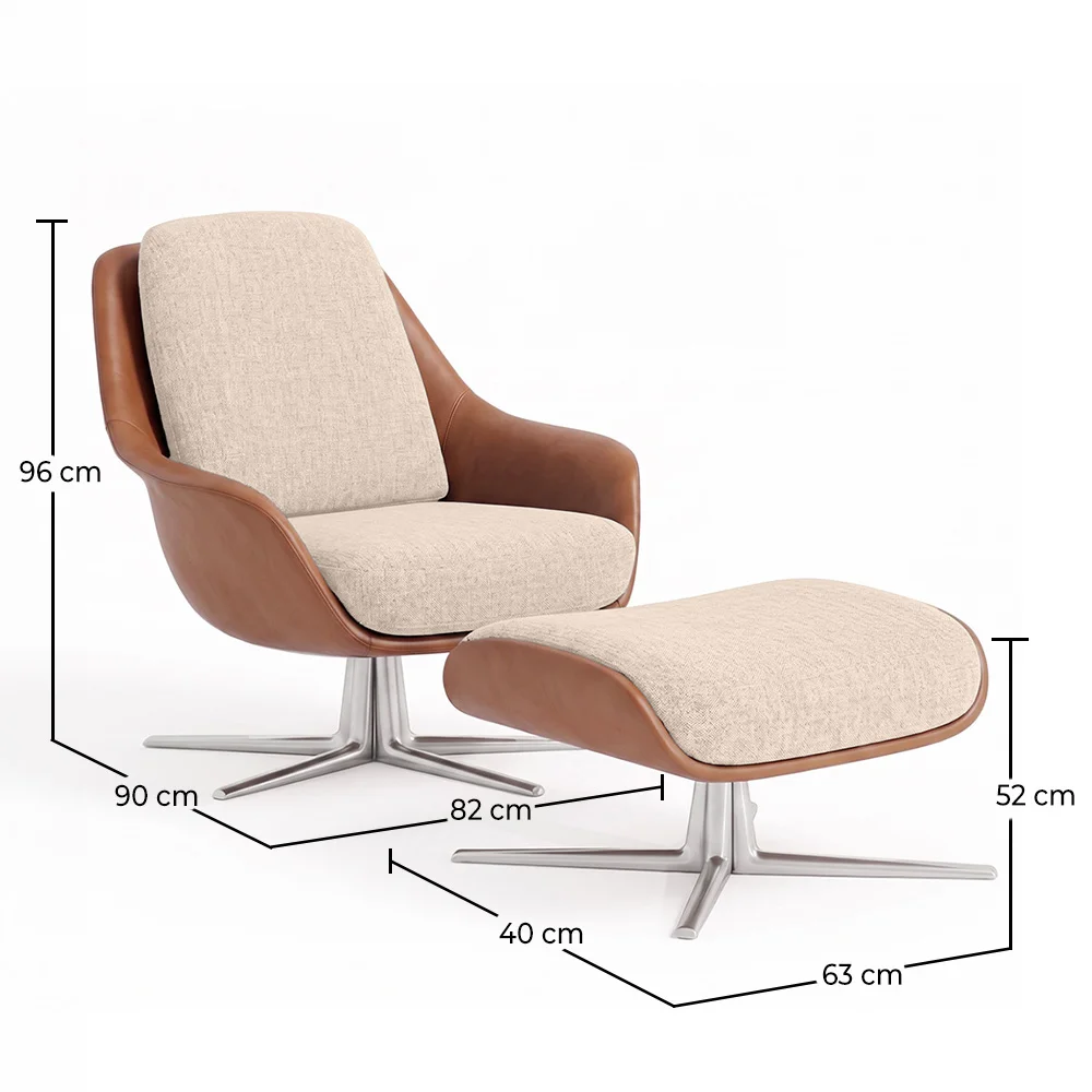 Contemporary Upholstered Design Armchair with Footrest - Asher image 10