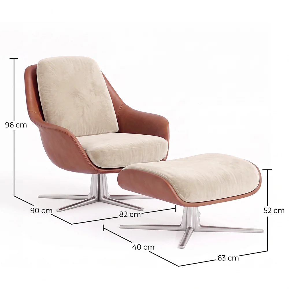 Contemporary Upholstered Design Armchair with Footrest - Asher image 10
