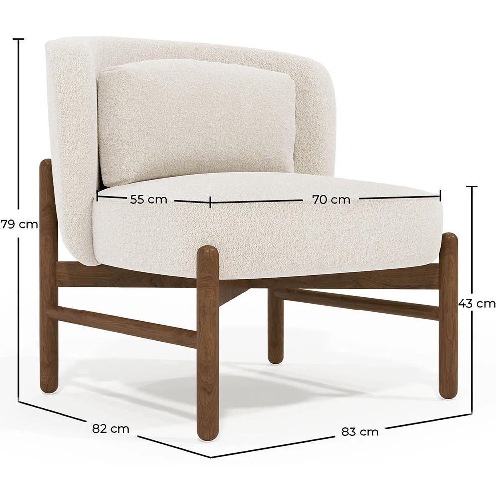 Bouclé Fabric and Wood Armchair - Brina image 10