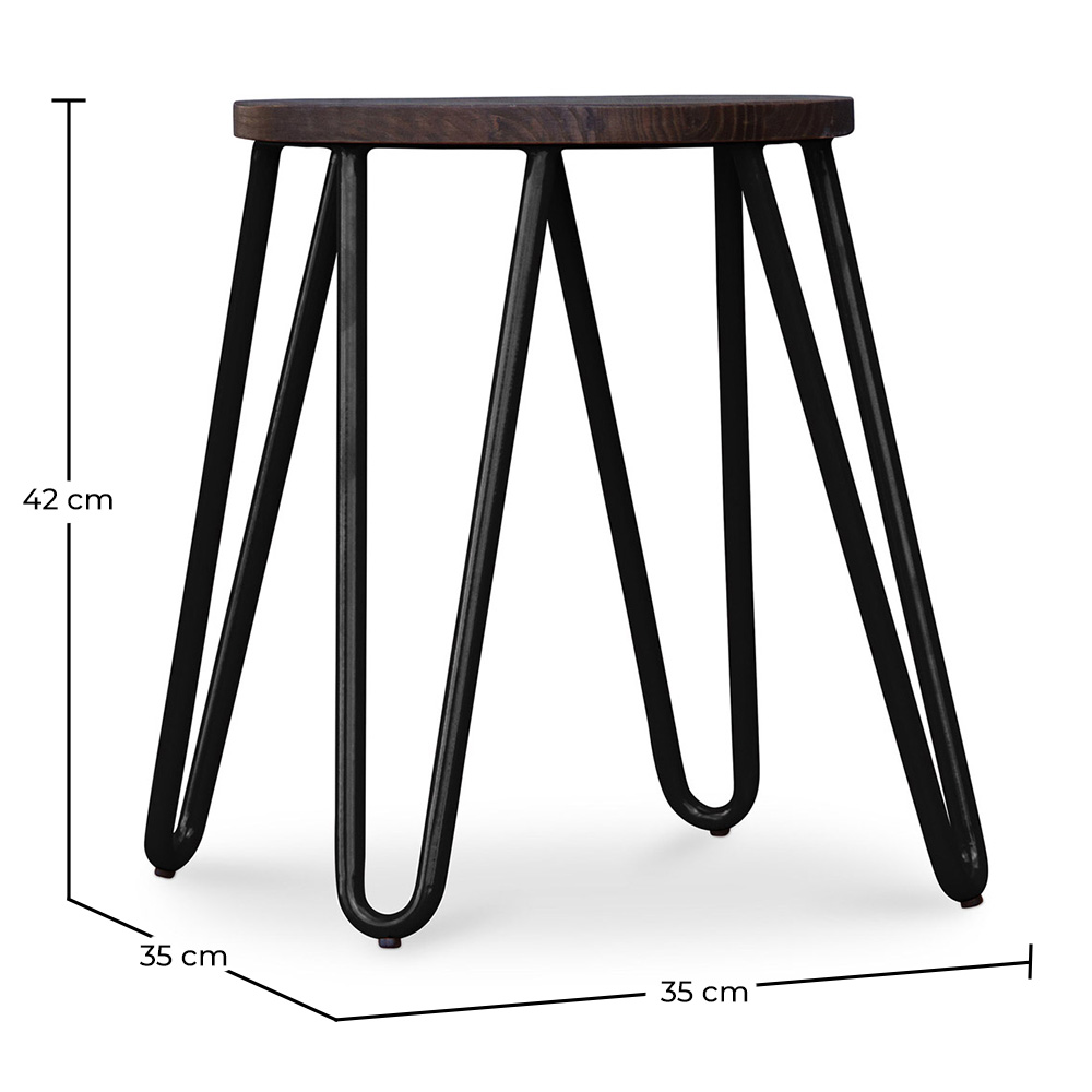 Hairpin Stool - 42cm - Dark wood and metal image 10