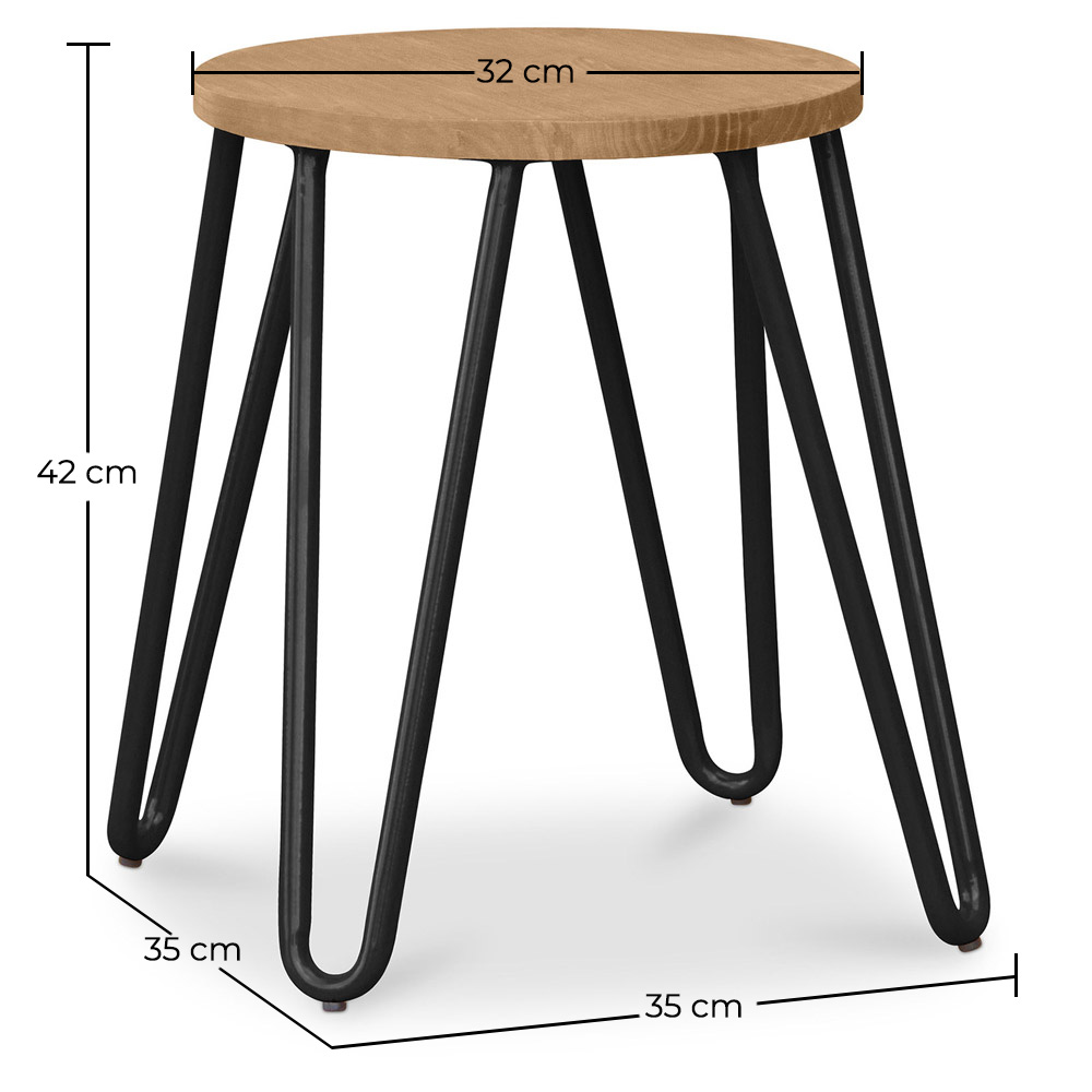 Hairpin Stool - 42cm - Light wood and metal image 10