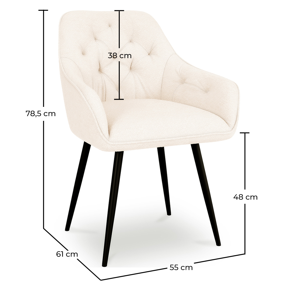 Dining Chair with Armrests - Upholstered in Premium Bouclé - Alene image 10