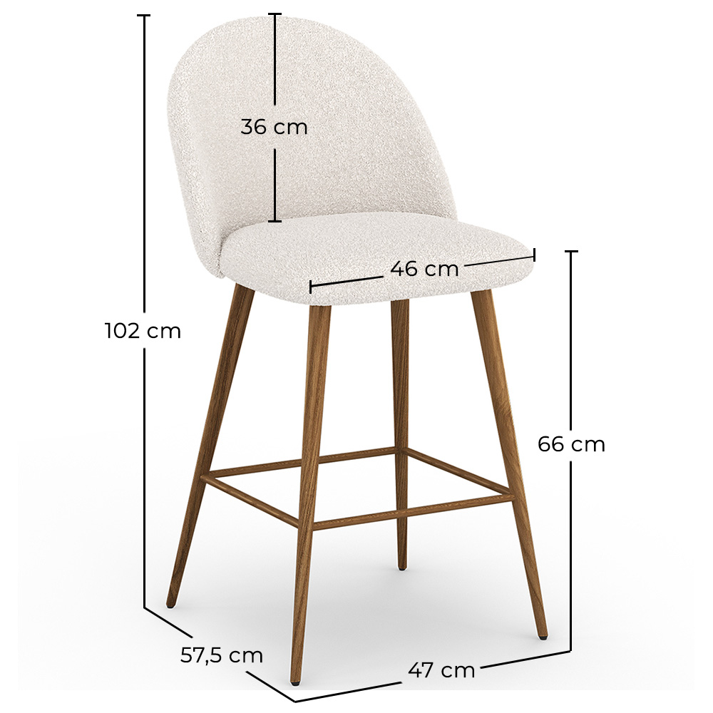 Stool Upholstered in Bouclé Fabric - Scandinavian Design - 66cm - Evelyne image 10