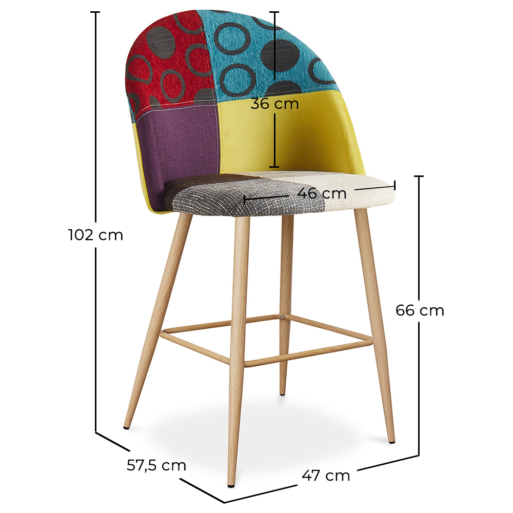 Patchwork Upholstered Stool - Scandinavian Style - 66cm - Evelyne image 10