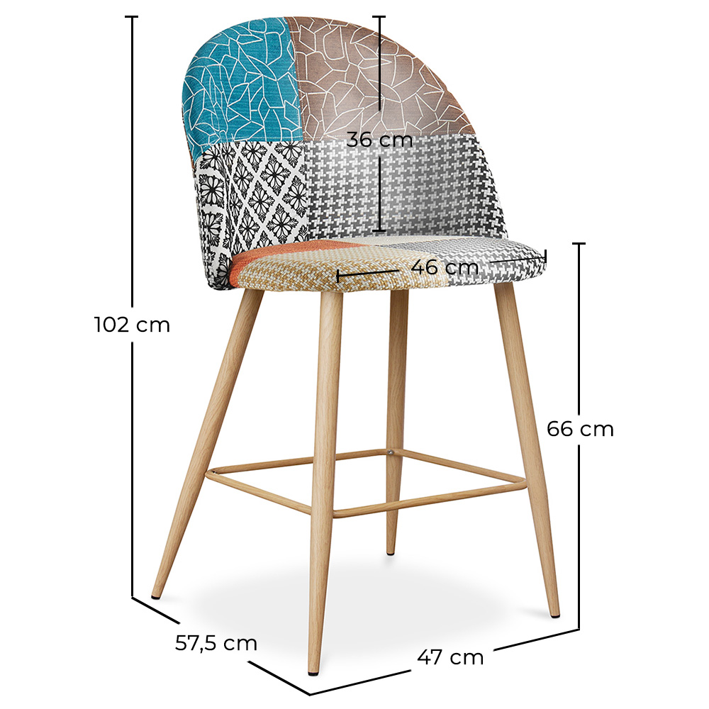 Patchwork Upholstered Stool - Scandinavian Style -  66cm - Evelyne  image 10