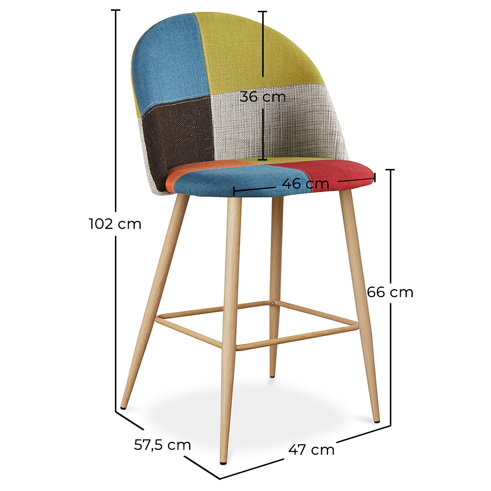 Patchwork Upholstered Stool - Scandinavian Style - 66cm - Evelyne image 10