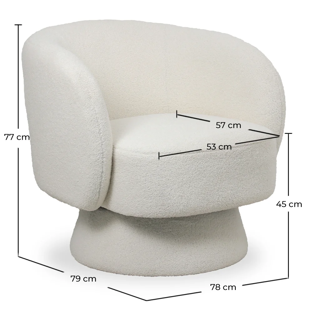 Armchair Upholstered in Bouclé Fabric - Curved Design - Dresa image 10