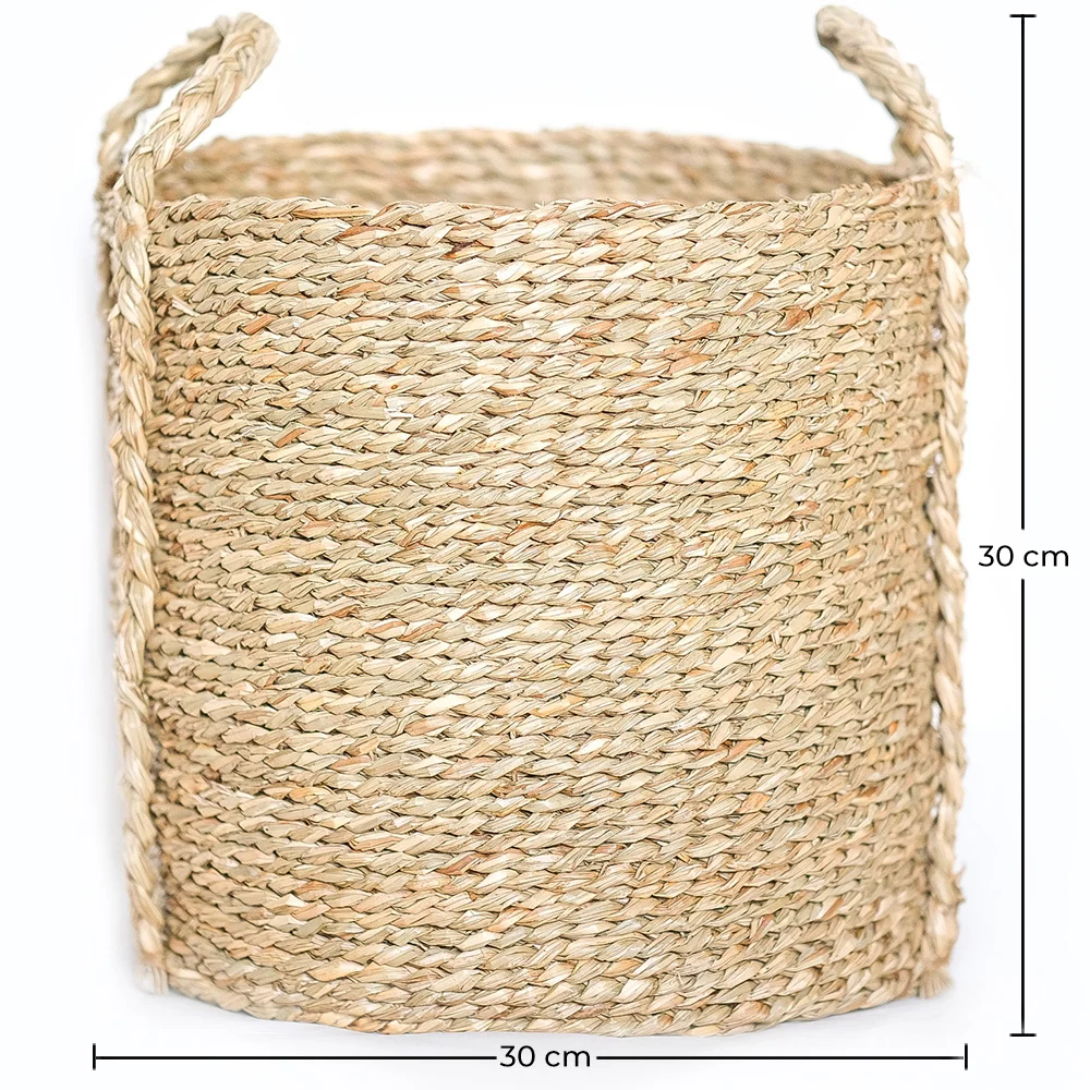 Natural Fiber Basket with Handles - 30x30CM - Taral image 10