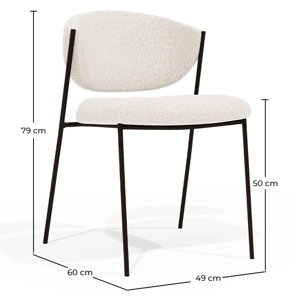 Dining chair - Upholstered in Bouclé Fabric - Black Metal - Seda image 10