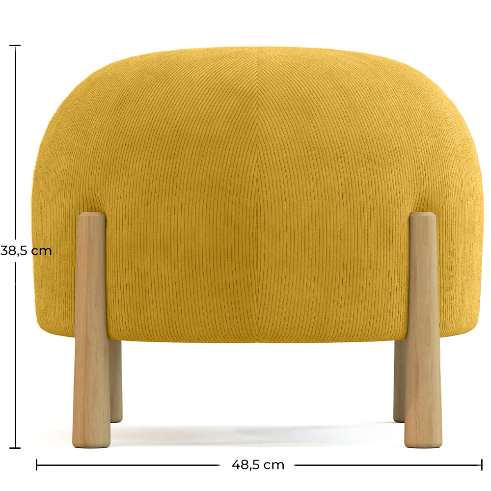 Round Corduroy Upholstered Pouf with Natural Wood Legs - Marrakesh image 10