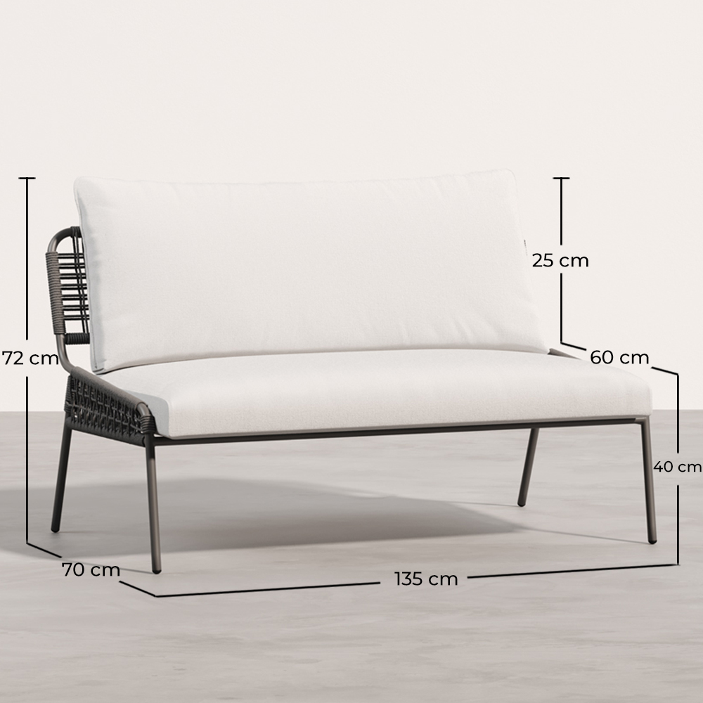 Outdoor Sofa 135cm - Aluminum and Synthetic Rattan - Brawma image 10