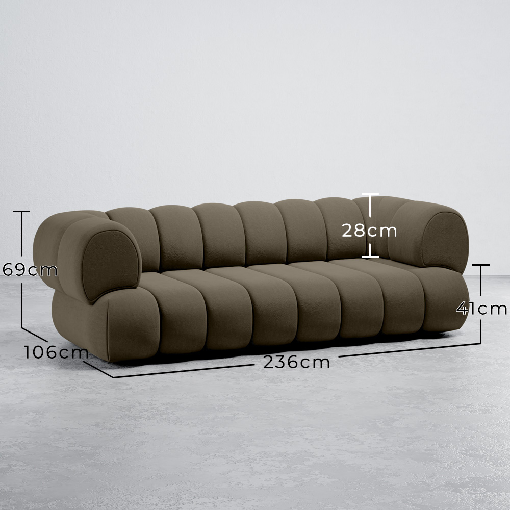 Velvet Upholstered Sofa - Modern Style - 2/3 Seater - Curved Teddy image 10