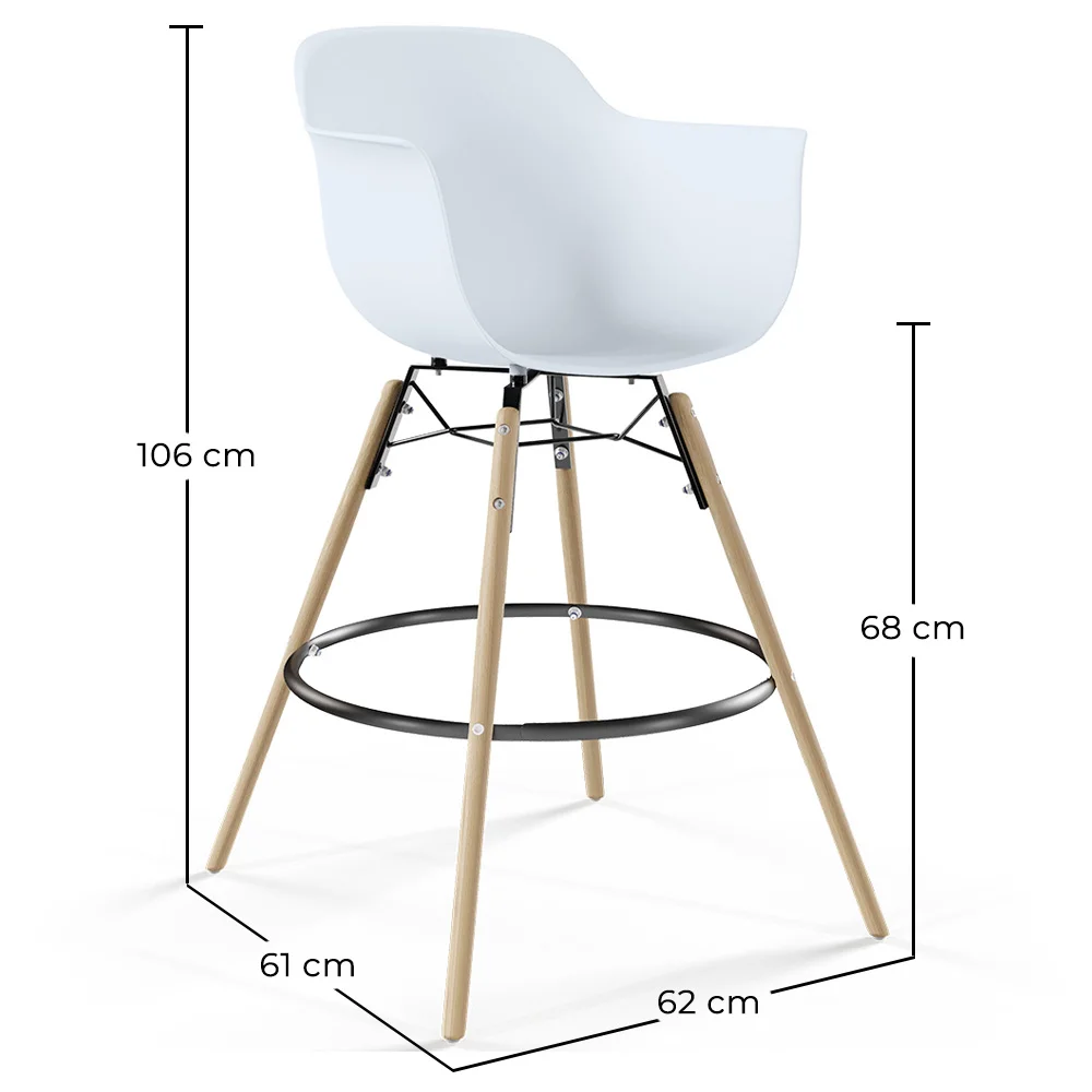 Bar Stool - Scandinavian Design - Wooden Legs - Pack of 4 - Nordika image 10