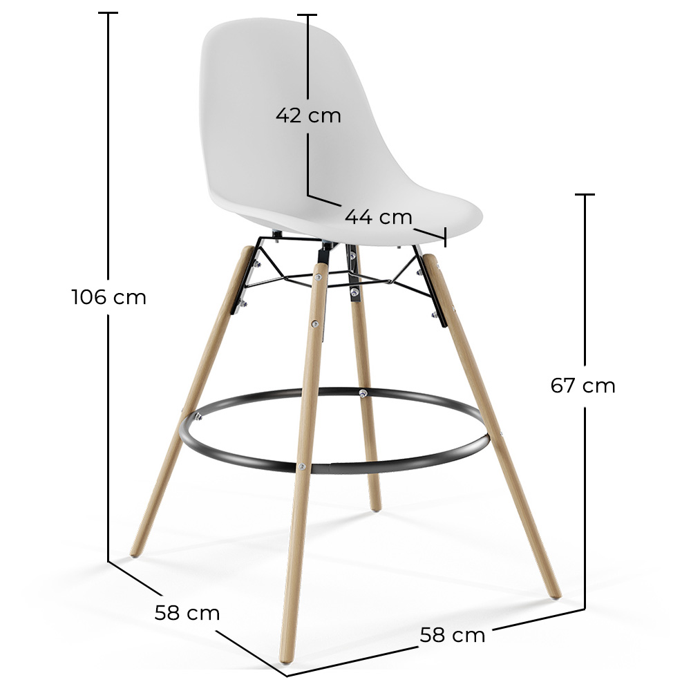 Pack of 2 Bar Stools - Scandinavian Design - Wooden Legs - Skögur image 10