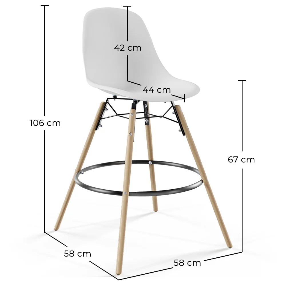 Bar Stool - Scandinavian Design - Wooden Legs - Pack of 2 - Skögur image 10