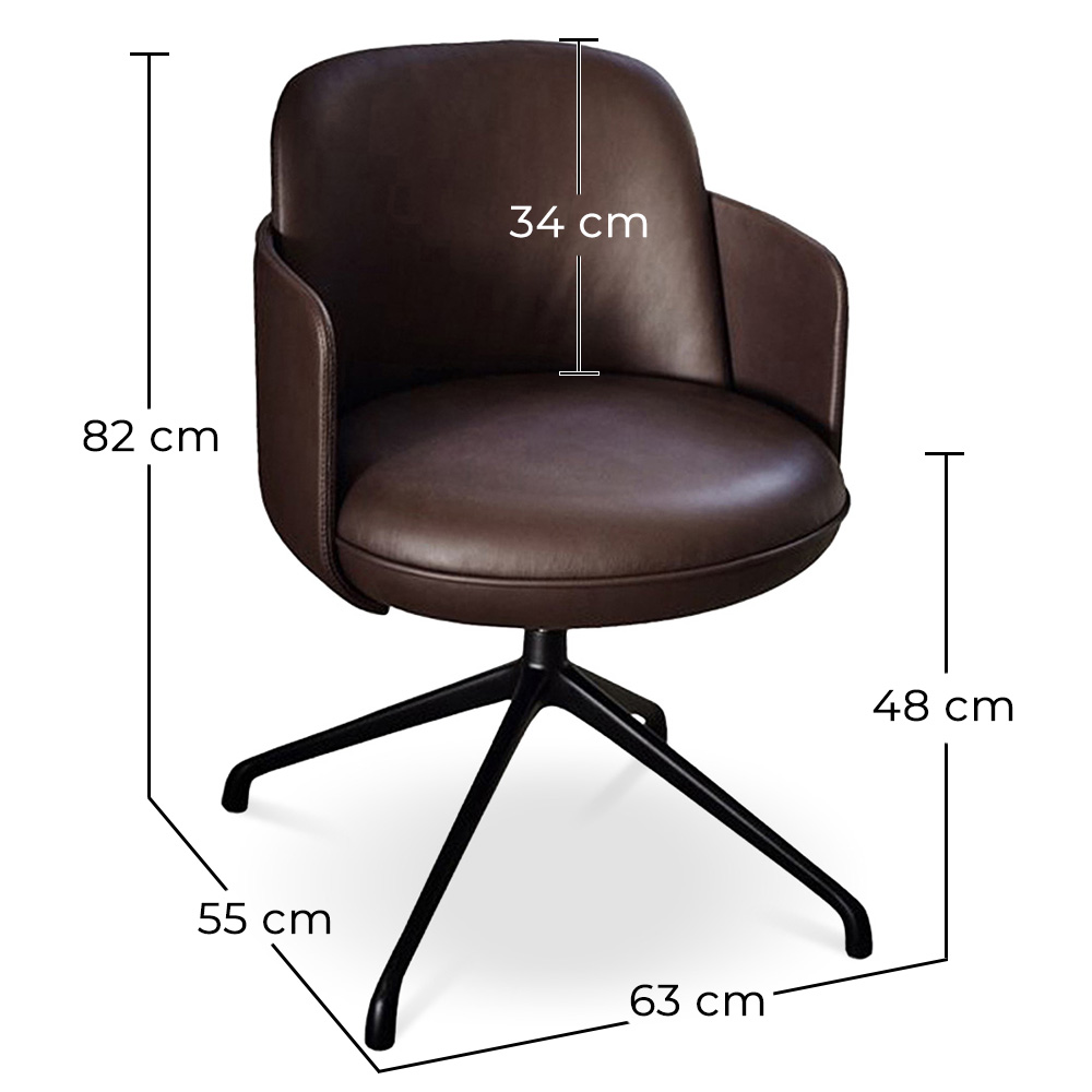 Swivel Armchair Upholstered in Leather - Modern Design for Luxury Offices and Hotels - Carla image 10