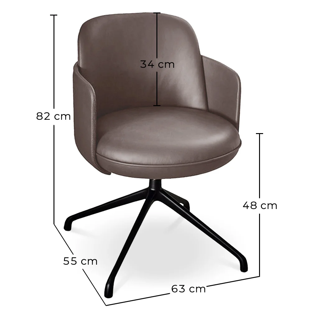 Swivel Armchair Upholstered in Vegan Leather - Modern Design for Luxury Offices and Hotels - Carla image 10