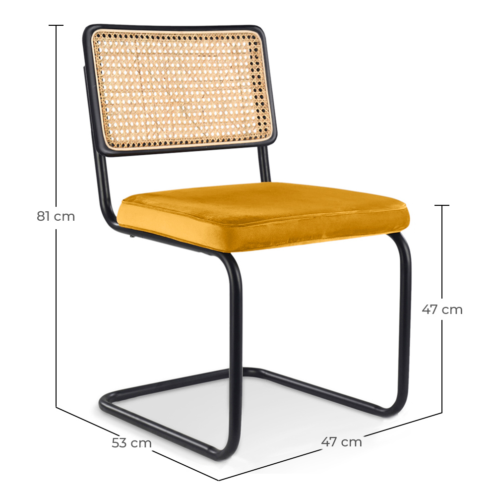 Dining Chair - Upholstered in Velvet - Wood & Rattan - New Edition - Puila image 10