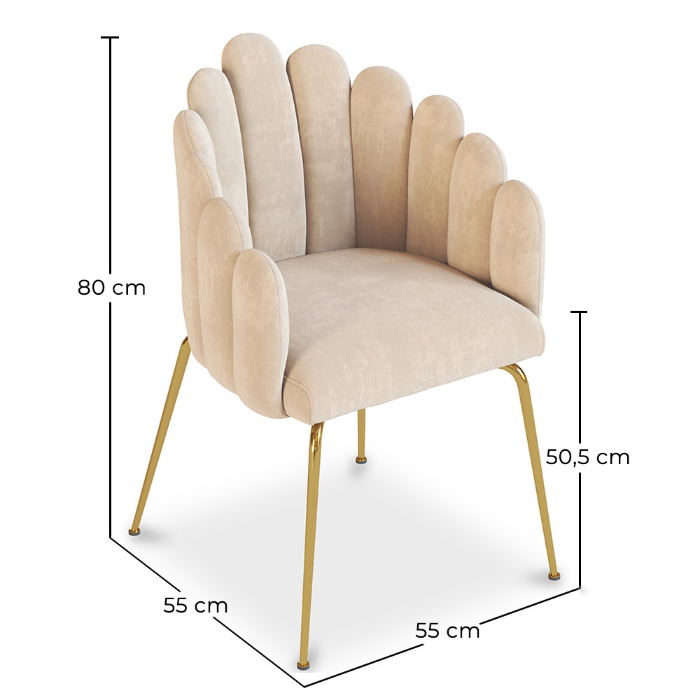 Dining Chair Shell Glam design in Velvet - Golden Legs - Shell image 10