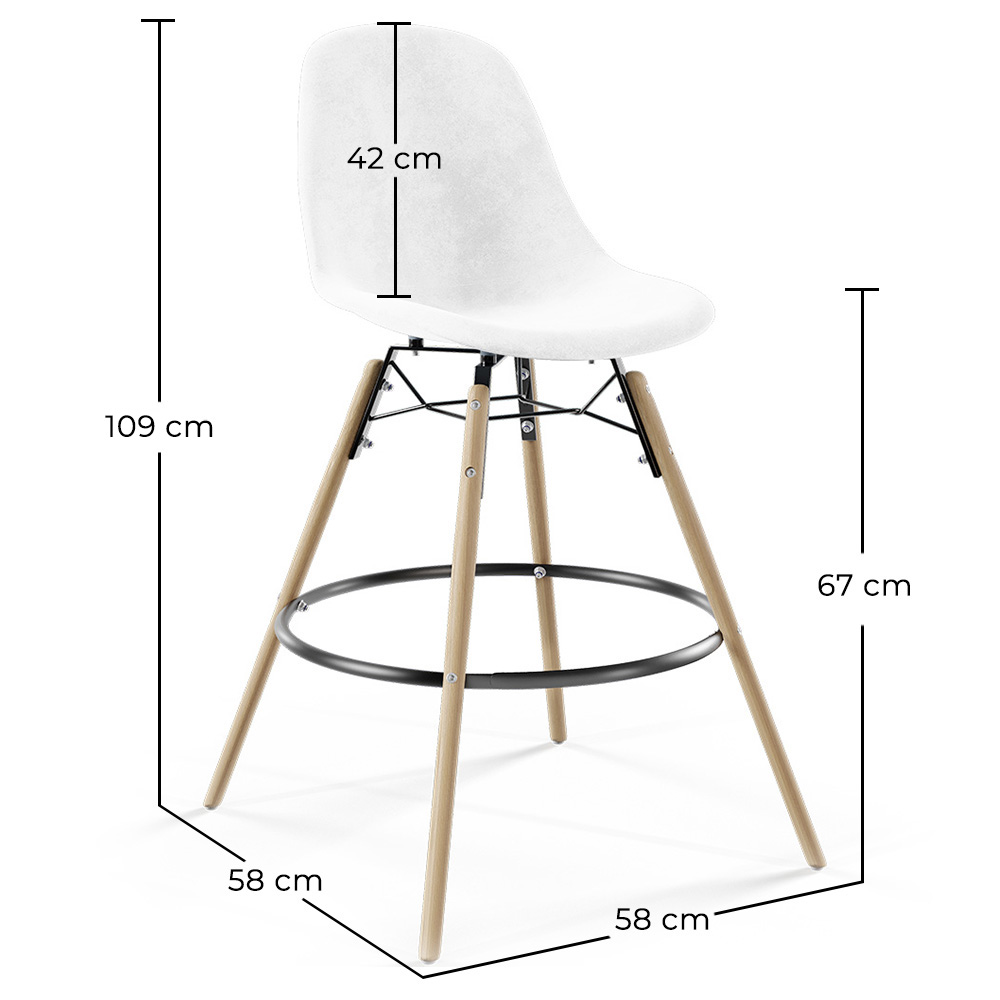 Velvet Bar Stool - Scandinavian Design and Wooden Legs - Skögur image 10