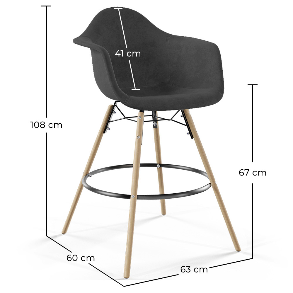 Velvet Bar Stool - Scandinavian Design and Wooden Legs - Nordika image 10