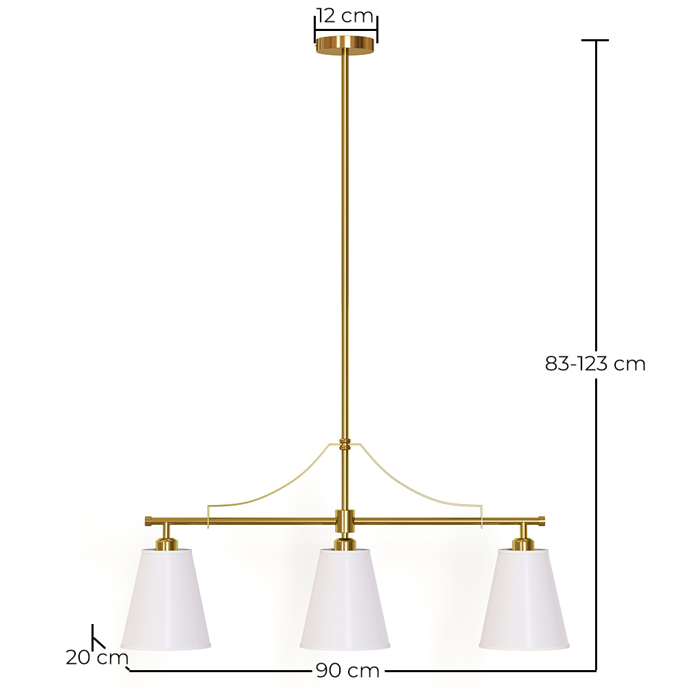 Aged Gold Metal Ceiling Pendant Lamp with 3 Shades - Bubles image 10