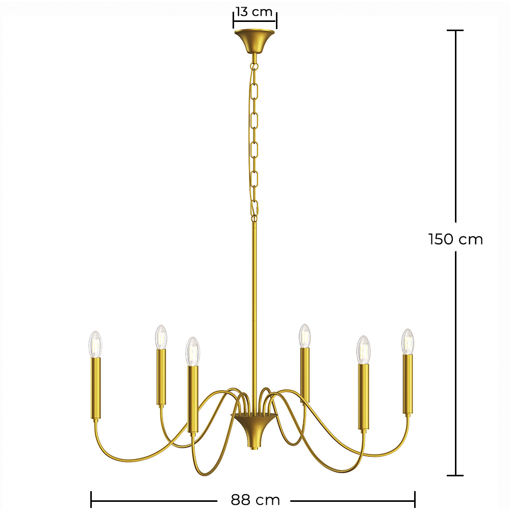 Gold 6-Arm Pendant Lamp – Modern Chandelier Style in Metal - Vintessa image 10