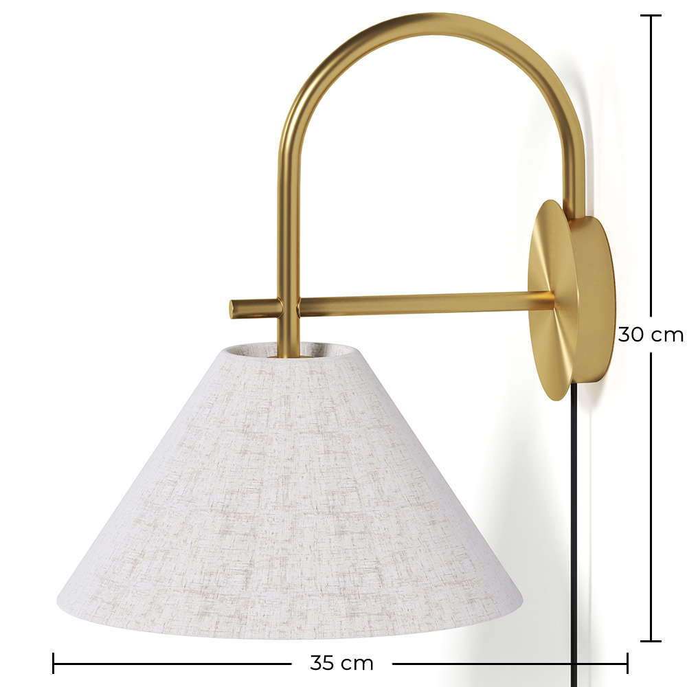 Vintage Gold Wall Lamp with Plug and Switch - Boly image 10