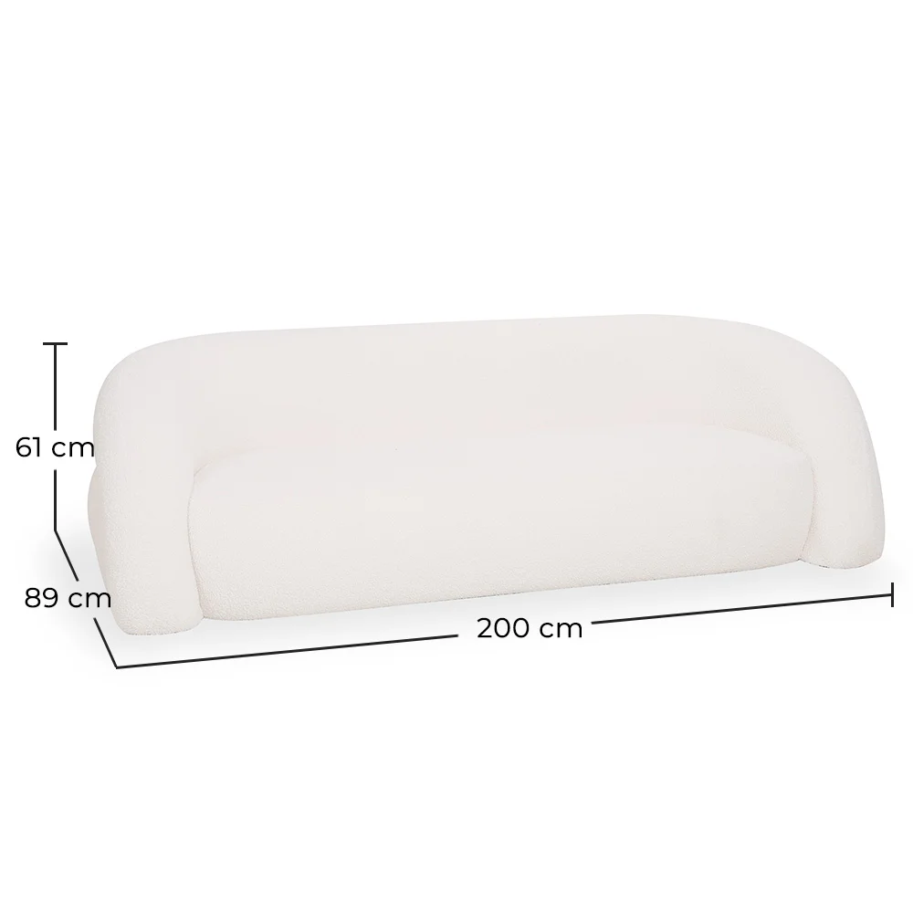 Sofa 2 m Curved in White Bouclé Fabric - 3-Seater – Modern and Elegant Design – Ashton image 10