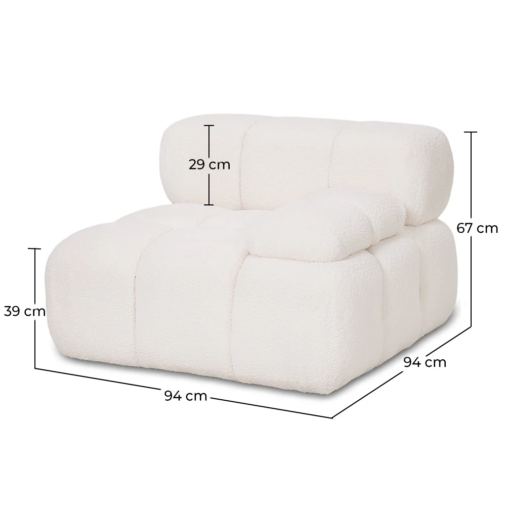 Modular Left Corner Sofa - Upholstered In White Bouclé Fabric - Bianca image 10