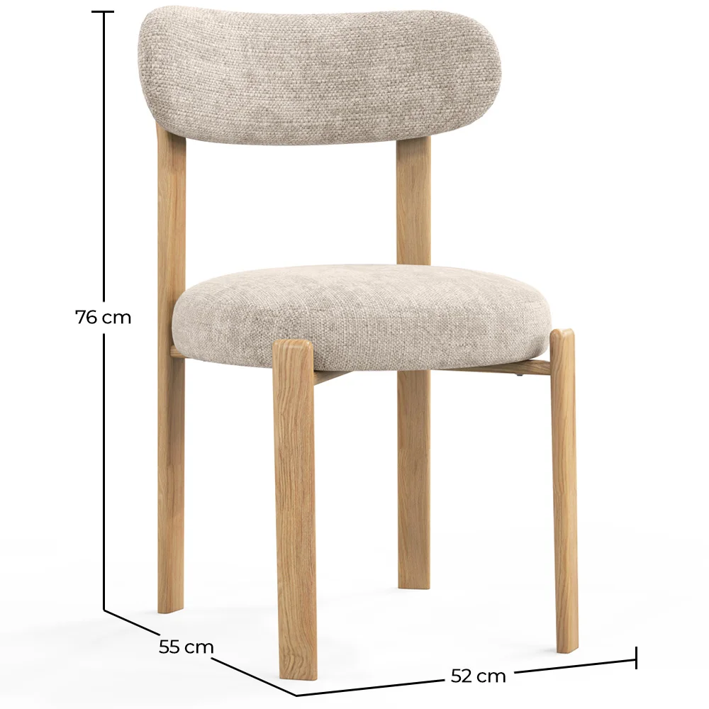 Dining chair Chenille upholstered - Oak effect legs - Ergonomic and modern design - Okare image 10