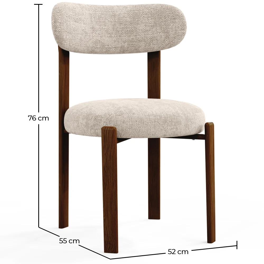 Dining chair upholstered in Chenille – Dark wood-effect legs – Ergonomic and modern design – Okare image 10