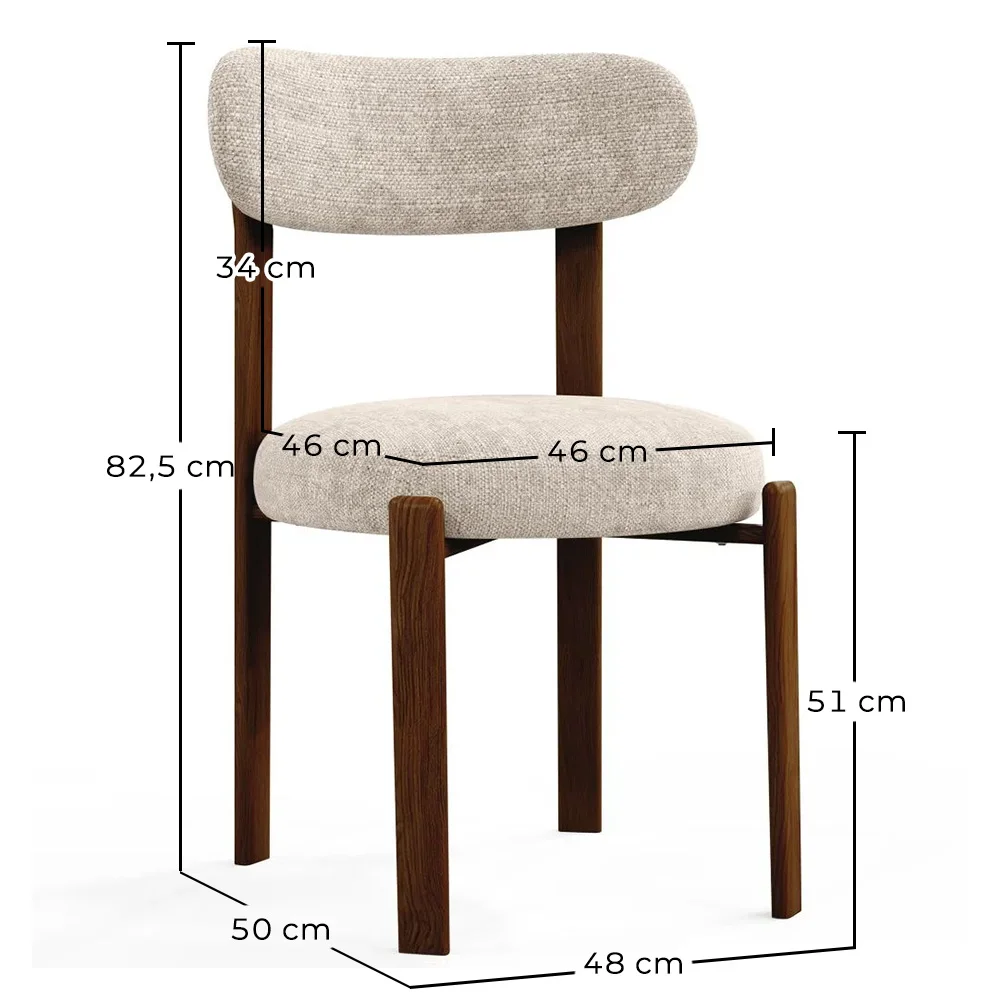 Dining chair upholstered in Chenille – Dark wood-effect legs – Ergonomic and modern design – Okare image 10