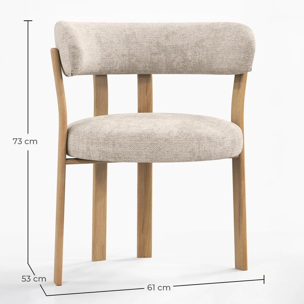 Living room armchair with armrests upholstered in Chenille  – Oak-effect legs – Ergonomic and modern design – Okare image 10
