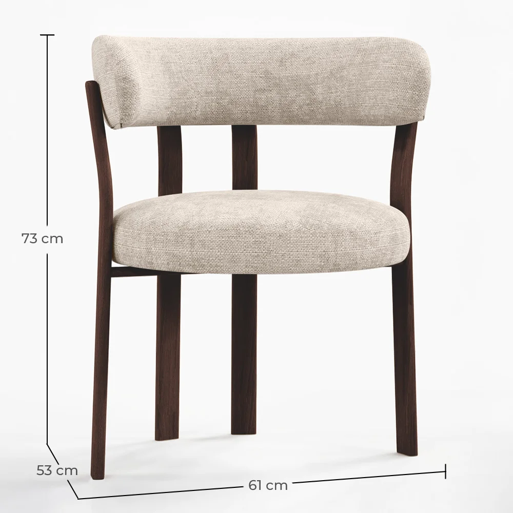 Living room armchair with armrests upholstered in Chenille – Dark wood-effect legs – Ergonomic and modern design – Okare image 10