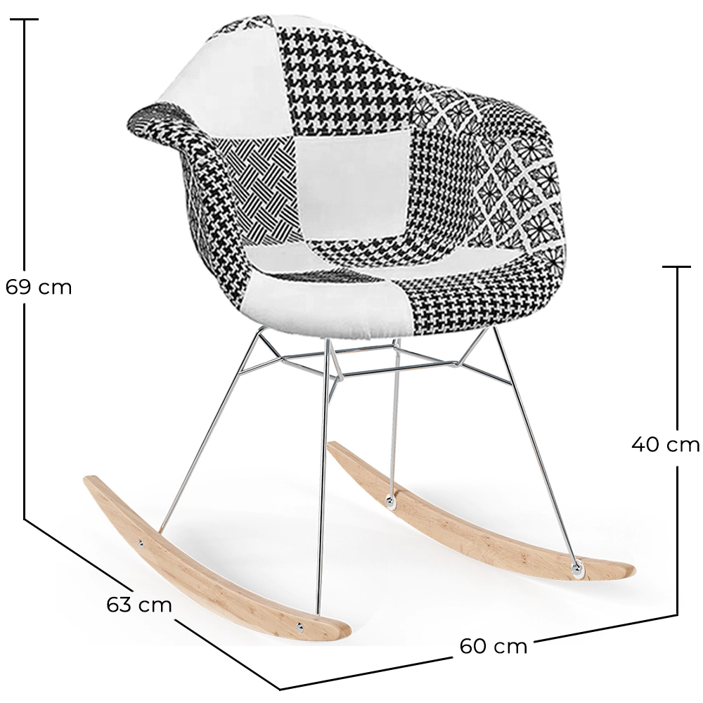 Rocking chair Nordic-style Patchwork– Upholstered in Fabric – Patchwork Sam  image 10