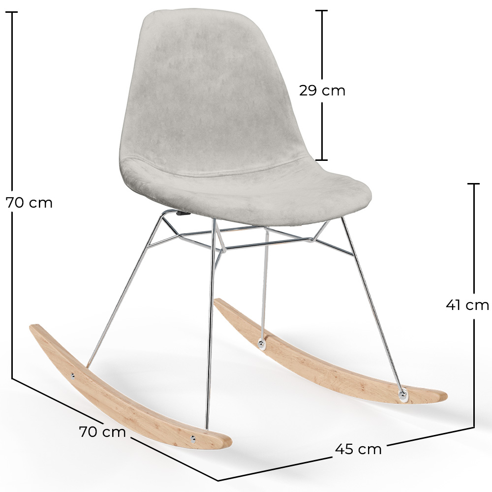 Rocking Chair Modern Fabric Upholstered for Adults - Steel and Wood Legs - Skögur image 10