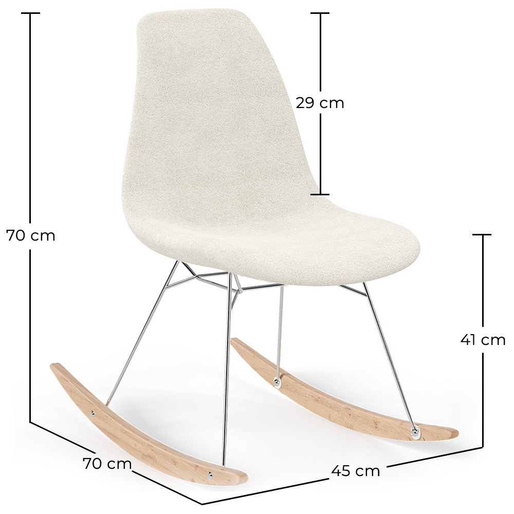 Rocking Chair  Minimalist Bouclé – Nordic Style with Wood and Steel Base - Skögur image 10