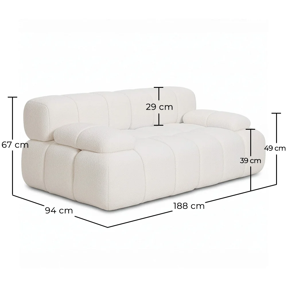 Modular Sofa Upholstered in Bouclé Fabric – 2/3 Seater – Bianca image 10