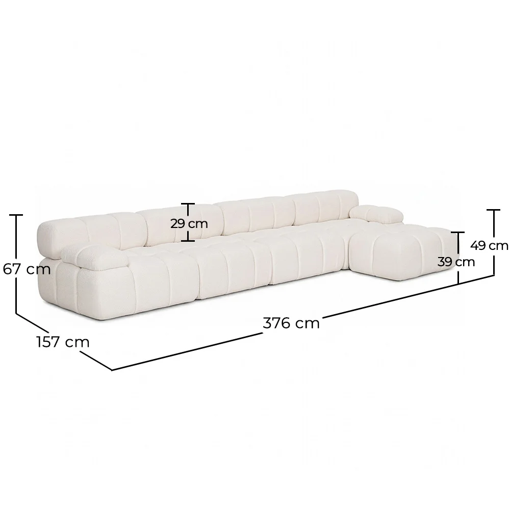 Modular Sofa Chaise Longue Upholstered in Bouclé Fabric - 4/5 seats - Bianca image 10