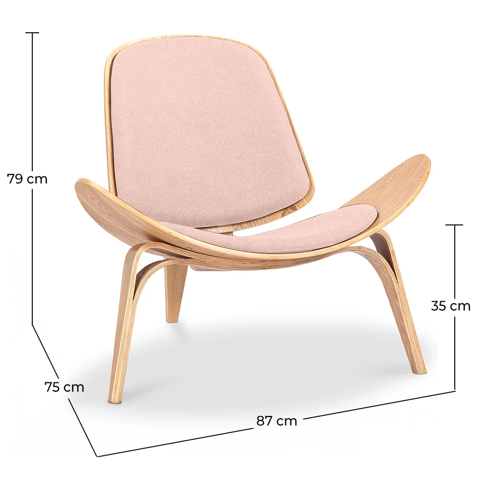 Designer Armchair - Scandinavian Armchair - Fabric Upholstery - Peach - Lucy image 10