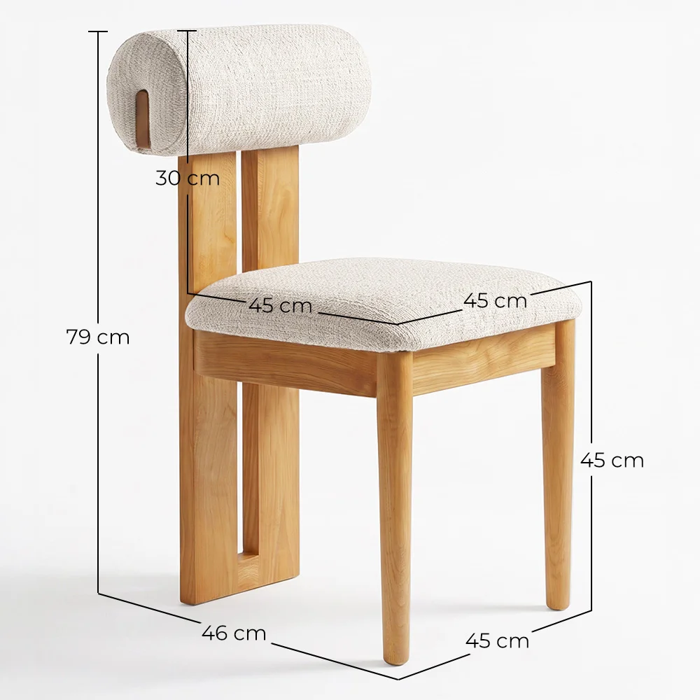 Chair Chenille Upholstered - Light Natural Rubber Wood Frame - Ventor image 10