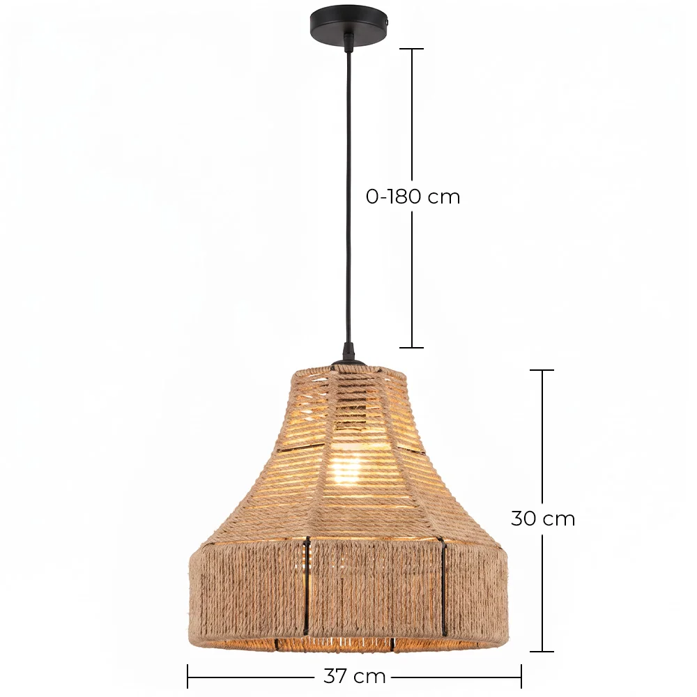 Pendant Light Natural Rope and Metal – Boho Style – Handcrafted Design – Lorena image 10