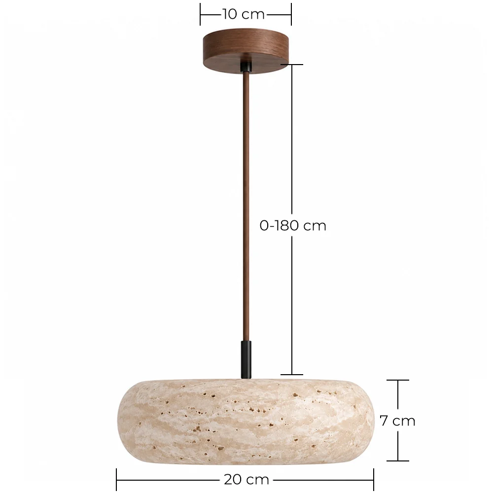 Ceiling Light Pendant – Wood & Travertine – Marguerite image 10