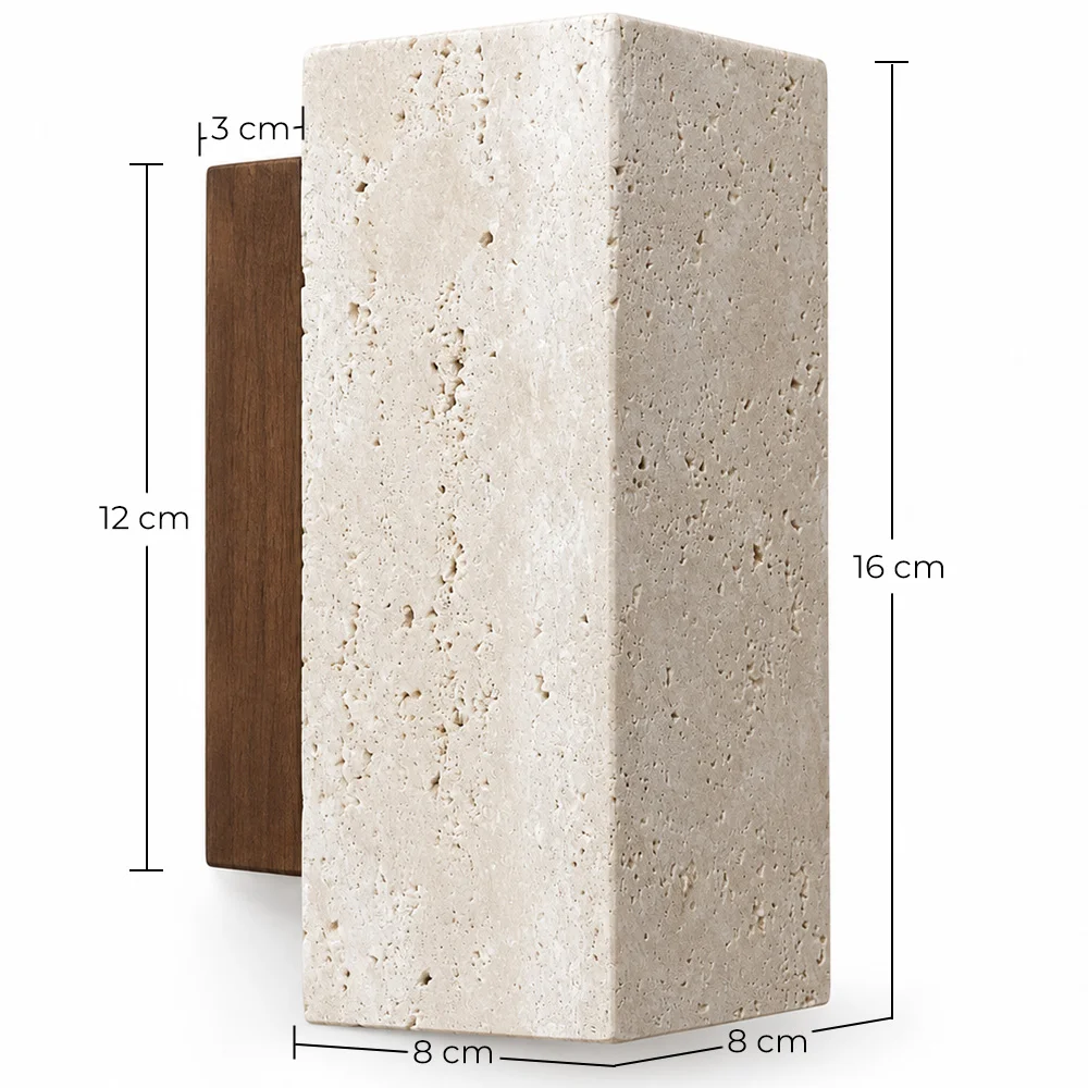 Wall Light – Wood & Travertine Wall Sconce – Violette image 10